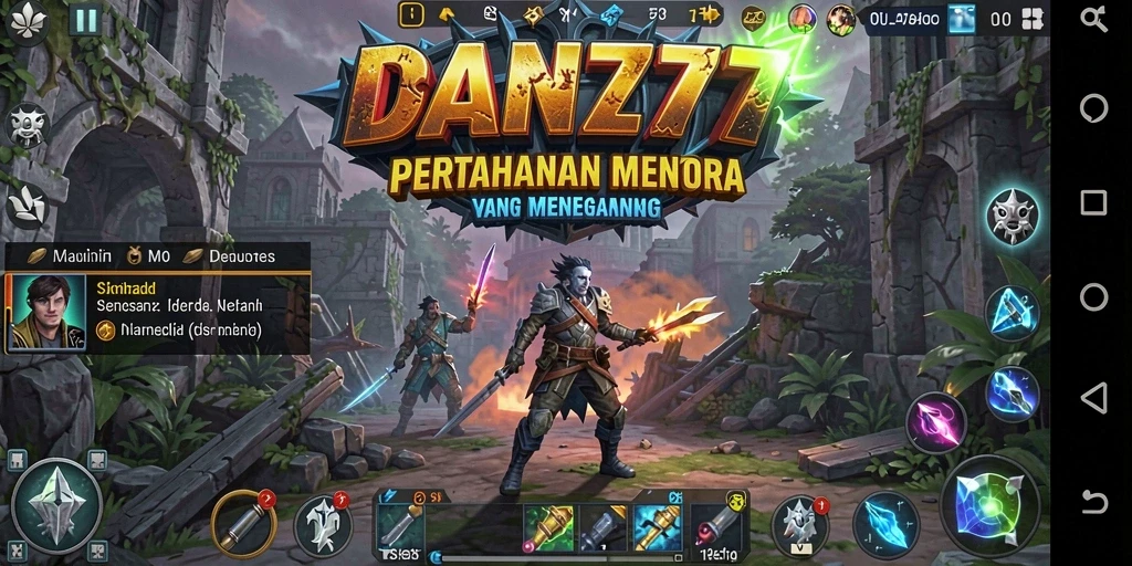 Screenshot menampilkan aksi mendebarkan dalam permainan Tower Defense.