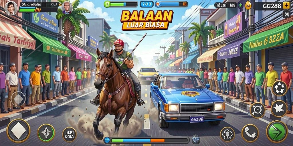 Tangkapan layar gameplay GG288 menampilkan aksi balapan yang intens.