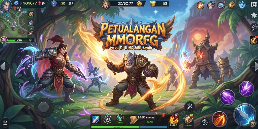 Tangkapan layar GOGO77 menampilkan pertempuran seru dalam dunia MMORPG.