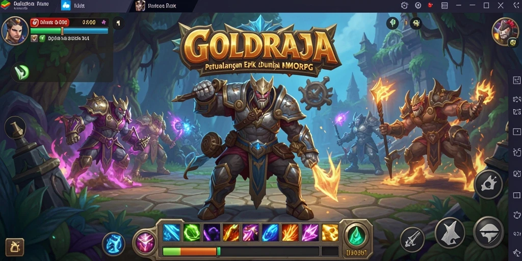 Screenshot gameplay GOLDRAJA yang menampilkan pertempuran seru dan karakter menarik.
