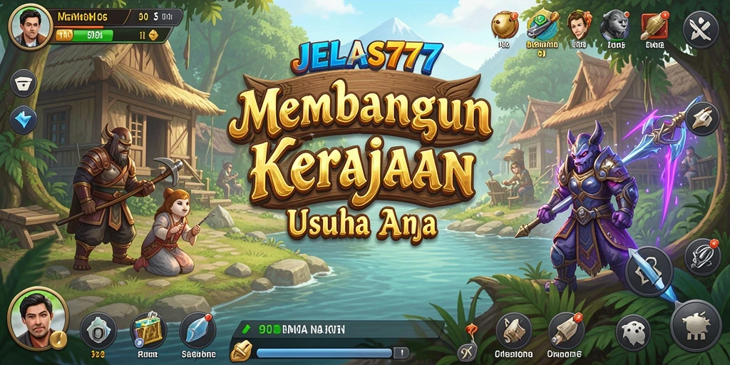 Screenshot utama JELAS777 menunjukkan gameplay seru dalam membangun bisnis.