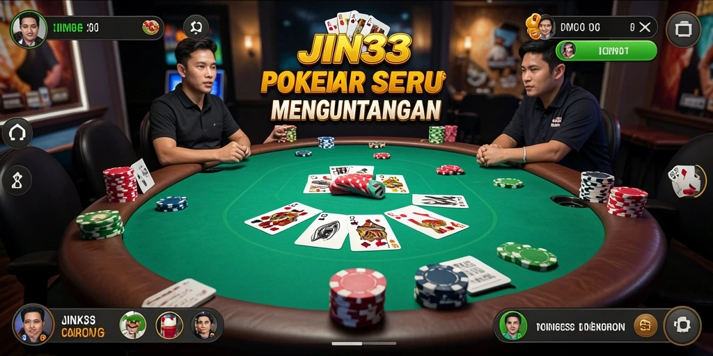 Gameplay JIN33 menunjukkan suasana kompetitif dan seru saat bermain Poker.