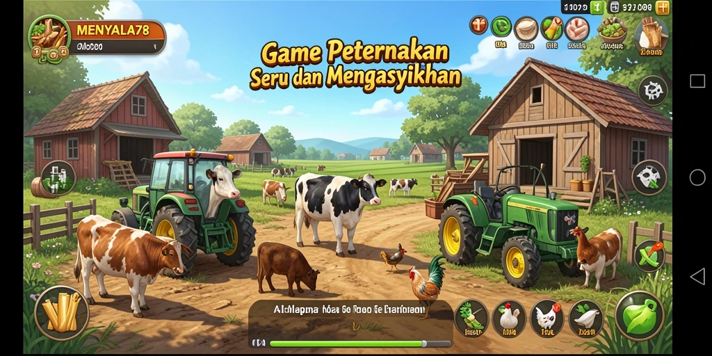 Tangkapan layar gameplay <strong>MENYALA78</strong> yang menampilkan ladang yang subur.