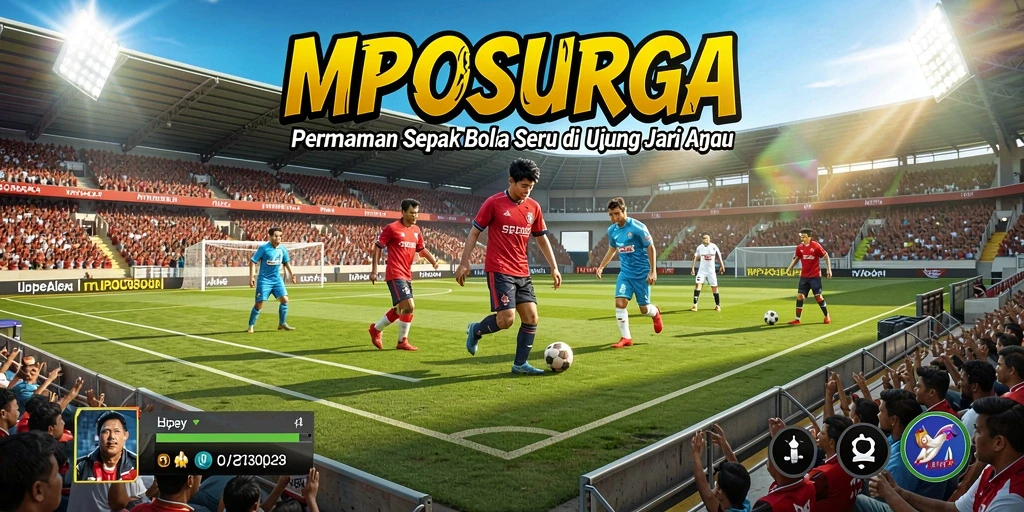 Tampilan gameplay seru dari MPOSURGA yang menunjukkan aksi keahlian sepak bola.