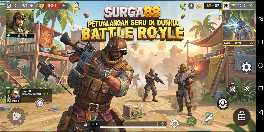 Tangkapan layar utama SURGA88 menampilkan aksi mendebarkan dalam Battle Royale.