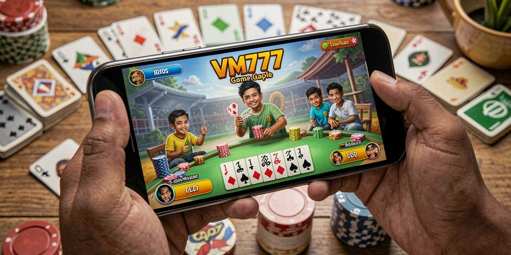 Tampilan gameplay Gaple yang seru dan interaktif di VM777.